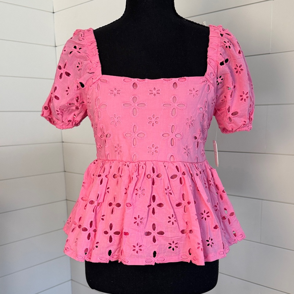 Altar’d State NWT Kinsley Eyelet Top Pink Size Small